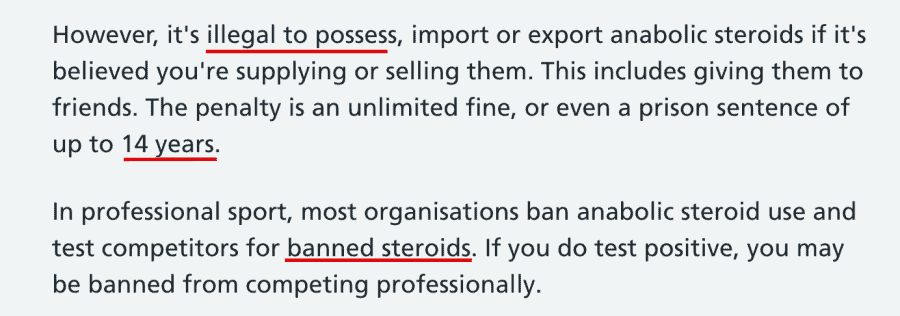 Illegal to possess steroids