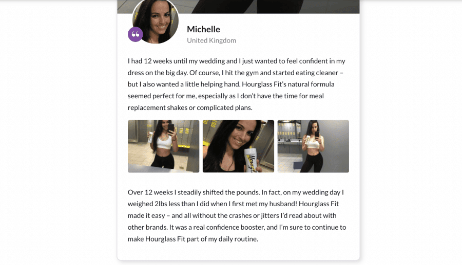 Michelle Hourglass Fit testimonial